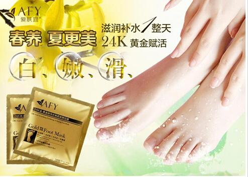 Peeling Feet Mask AFY Gold Foot Mask 24k Gold Revitalizing Exfoliating Softening Feet Mask Remove Dead Cells Prevent Cracked Feet Tendering