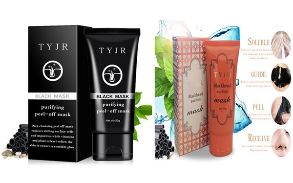 TYJR Black Mask Deep Cleansing Purifying Peel Off Face Skin Care Oil Control Pore Cleaner Remover Blackhead Suction Facial Masks 50g DHL