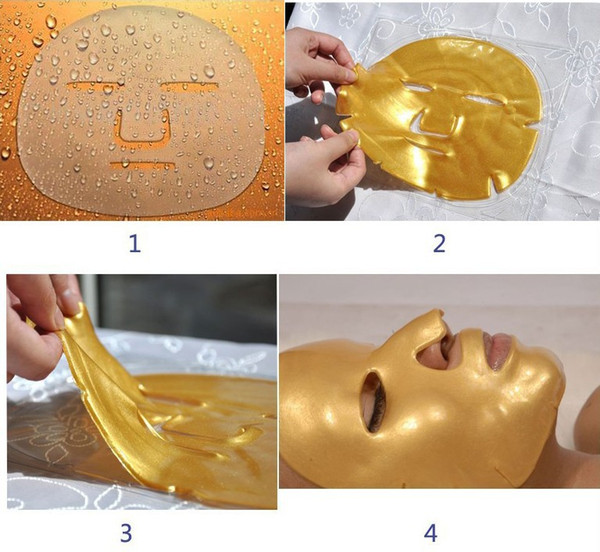 Gold Bio-Collagen Facial Mask Face Mask Crystal Gold Powder Collagen Facial Mask Moisturizing 400PCS/LOT