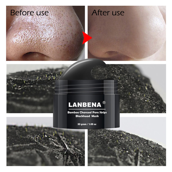 LANBENA Blackhead Remover Nose Peel Black Mask Acne Treatment Pore Strip Peel off Mask Face Mask Skin Care With 60pcs Paper