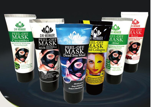 7 styles 60g peel -off black mask Gold Collagen Bamboo Charcoal Dead Sea Mud Rose Milk Cucumber Aloe deep cleansing smoothes the skins