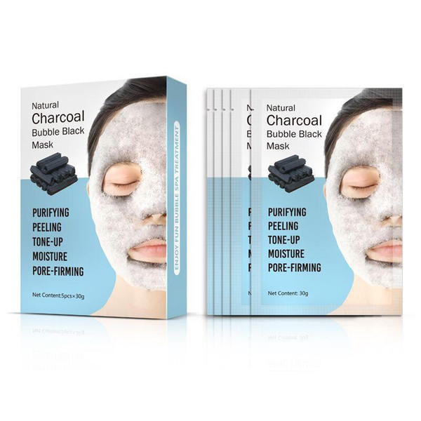 Natural Detox Oxygen Charcoal Bubble Black Sheet Mask Oil Control Face Mask Blackhead Removal Facial Mask Korean Skin Care