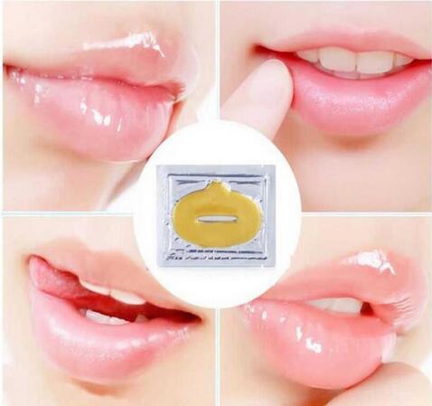 white Golden Super Lip Plumper Crystal Collagen Lip Mask Pads Moisture Essence Anti Ageing Wrinkle Patch Pad Gel Full Lips Enhancer