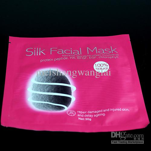 Silk Facial Mask 5pcs/lot Natural Silk Deep Sea Fish Collagen Micromolecule Repair Damaged Injured Skin Delay Ageing 30g v line Face Mask