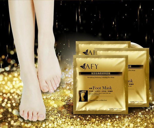 24K Gold Revitalizing Exfoliating Softening Feet Mask Removes Cuticles Foot Care Tools 2pcs/pair CCA6569 1000pair