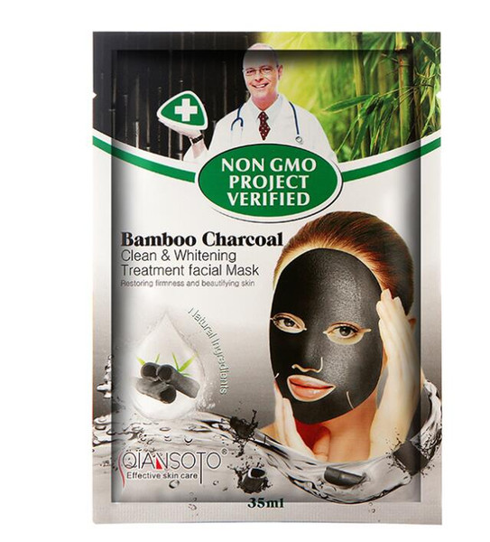 Foreign trade bamboo charcoal face mask moisture moisturizing black mask clean and moisturizing mask 6pcs/ctn 35ml