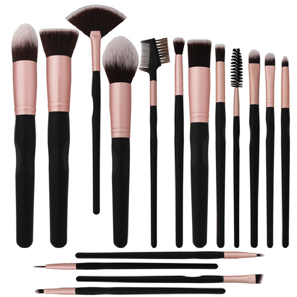 16 Pcs Premium Synthetic Kabuki Makeup Brush Set Cosmetics Powder Foundation Blending Eyeshadow Brush Kit with Leather Bag