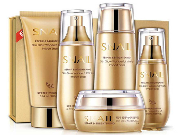 Hot Bioaqua Gold Snail Face Skin Care Set Moisturizing Facial Cream Toner Essence milk Cleanser