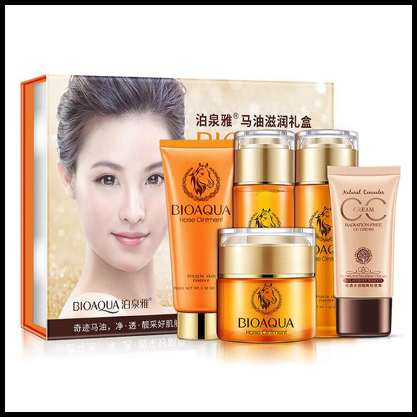 BIOAQUA Skin Care Cosmetics Set Box Series Horse Oil Skin Care Set Five-piece Cosmetic DROP SHIPPING EPACK