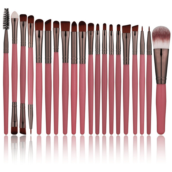 20Pcs Makeup Brush Set Face Eye Shadow Eyeliner Foundation Blush Lip Makeup Brushes Powder Liquid Cream Cosmetic Blending Brush Tool Pink