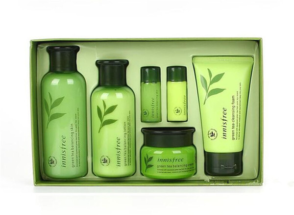 Innisfree Green Tea Balancing Special Skin Care 6pcs/Set Green Tea Cleansing Foam Skin Lotion Cream 5sets