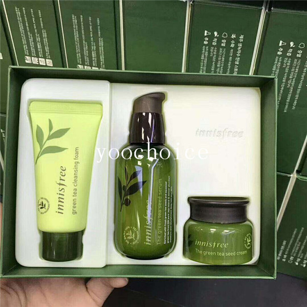 Innisfree Green Tea Balancing Special Skin Care Set Lotion The Green Tea Seed Serum Cream Cleansing Foam 3pcs/set Free DHL 20sets