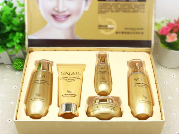 Free DHL Bioaqua Gold Snail Face Skin Care Set Moisturizing Whitening & Facial Cream Toner Essence milk Cleanser