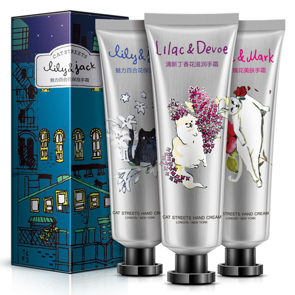 3Pcs/Set Skin Beauty Care Set Cat Pattern Garden Floral Frangance Hand Cream 25g Moisturizing Nourshing Oil Control Hydrating