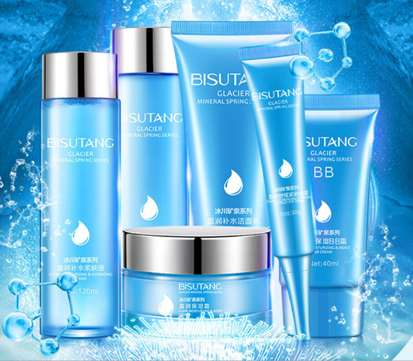 BISUTANG Glacier Mineral spring Embellish Replenishing water Moisture 6 Piece Set Skin care suit Make-up Kit FREE SHIPPING