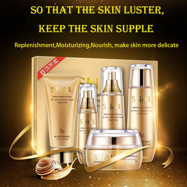 BIOAQUA Repair & Brighting Skin Glow Wonderful Vitality Import Snail set skin care 5 pcs/ set DHL free shipping