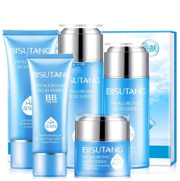 .BISUTANG Hyaluronic Acid Series Hydrating Moisturizing Set Skin Care Nourishing Cleanser, Toner, Lotion, Cream, BB Cream