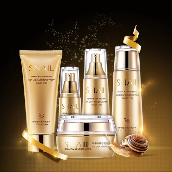 BIOAQUA Repair & Brighting Skin Glow Wonderful Vitality Import Snail set skin care 5 pcs/ set DHL free shipping 50