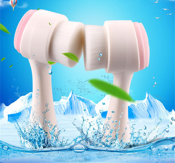 Face Wash Brush Skin Cleaner Facial Deep Cleansing Cleanser Brush Face Soft Facial Beauty Nature Massager two-sided brush