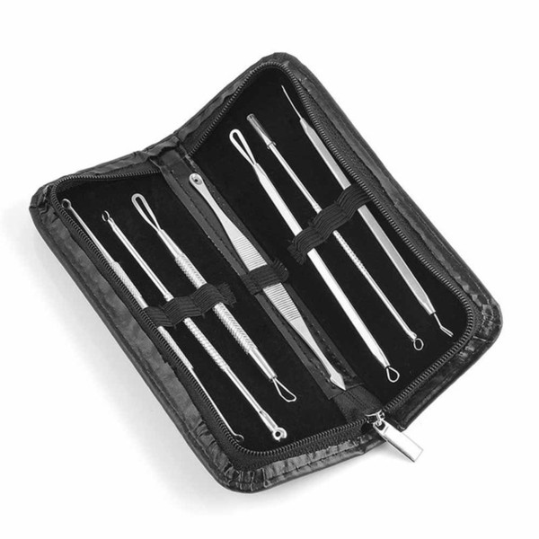 7Pcs/Set Pro Blackhead Whitehead Pimple Acne Blemish Comedone Extractor Remover Tool Set Kit with Free Shipping