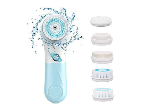 Electric Facial Cleansing Brush with 5 Face Brush Heads,Waterproof Spin Cleanser System and Gentle Exfoliating for All Skin Types