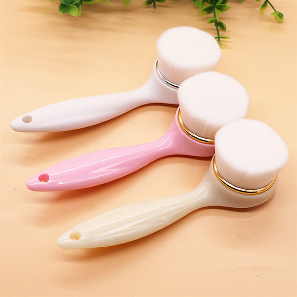 Hot sale 3 colors long handle facial cleaning brush face washing tool soft wash face brush T3F0041