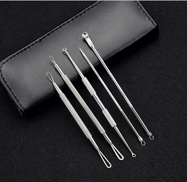 New Arrival 5-in-1 5pcs/set Face Care Stainless Steel Skin Remover Kit Blackhead Blemish Acne Pimple ExtractorTool Skin Care Cleanser