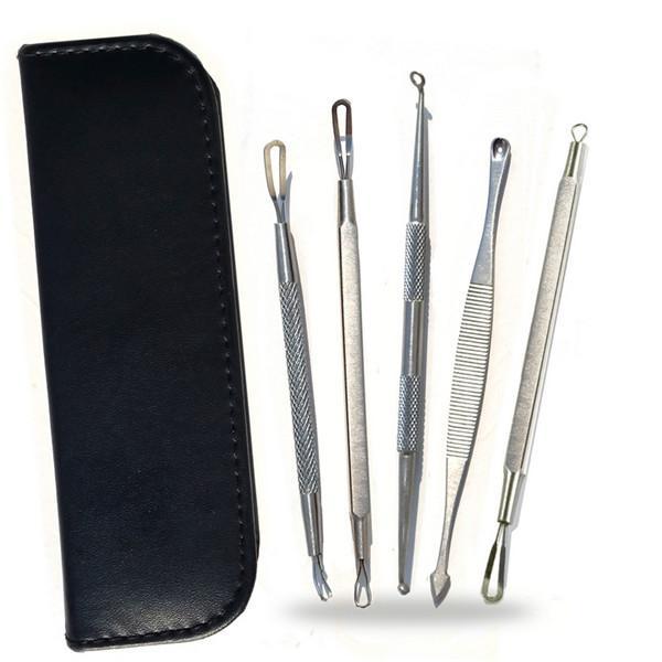 50 sets 5PCS Face Care Stainless Steel Skin Remover Kit Blackhead Blemish Acne Pimple Extractor Tool Skin Care Cleanser