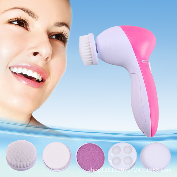 Electric Facial Cleansing Brushes 5in1 Face Brush Sets Face Cleaner Device Spa Skin Care Massage Beauty Machine with English Retail Box Good