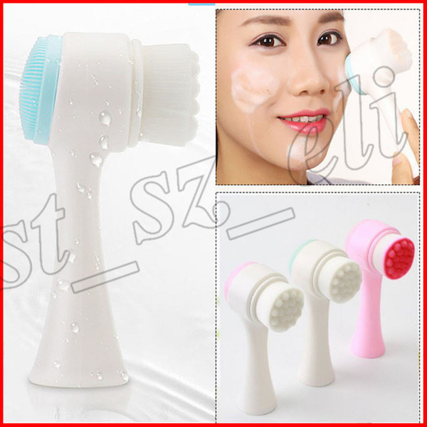 Face Wash Brush Skin Cleaner Facial Deep Cleansing Cleanser Brush Face Soft Facial Beauty Nature Massager two-sided brush