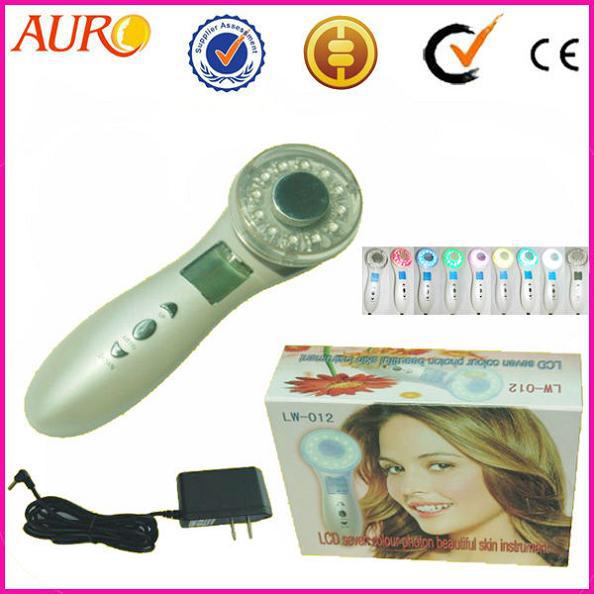 Christmas promotion 3MHz Ultrasonic Therapy 7 Color Light Photon Skin Rejuvenation Light LED Treatment System personal baeuty machine 012