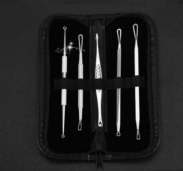 Wholesale-Silver Stainless Blackhead Comedone Acne Blemish Extractor Remover Pimple Pin Cosmetic Health Beauty Care Needle Tool