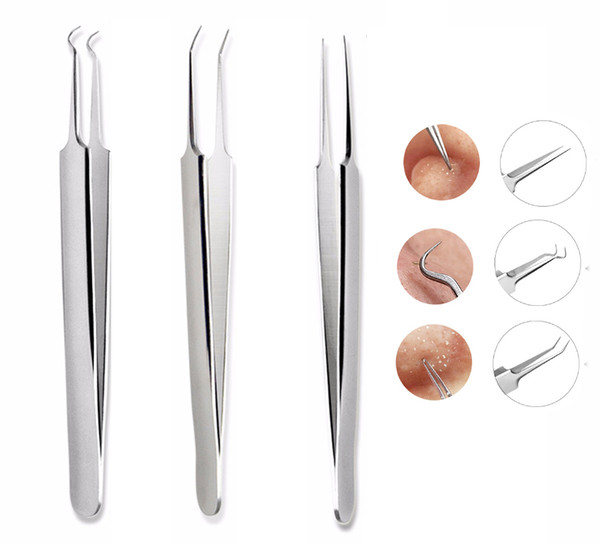 Stainless Steel Pimple Remover Blackhead Remover Curved Straight needle blackhead remover tool 2018 Hot FAST FREE SHIPPING