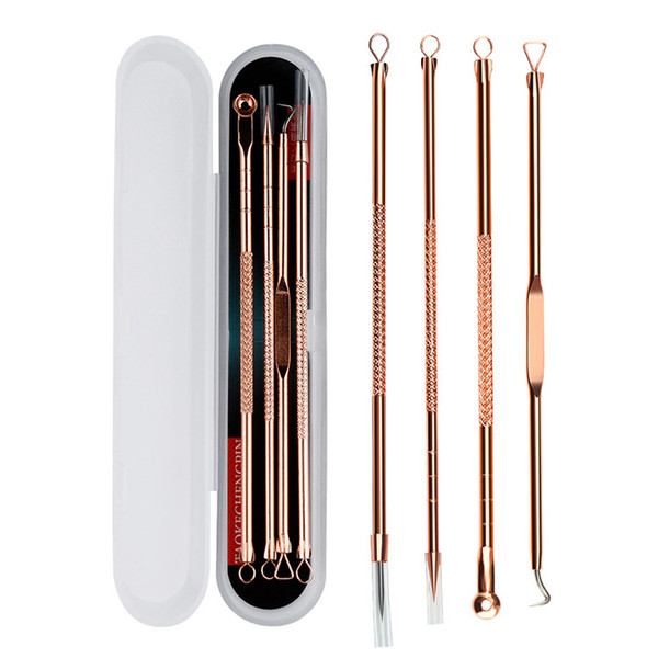 4PCS/set Rose Gold Acne Removal Needle Pimple Needle Blackhead Remover Treatment Acne Needle Black Mask Acne Extractor Remover