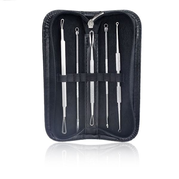 New Arrival 5PCS Face Care Stainless Steel Skin Remover Kit Blackhead Blemish Acne Pimple Extractor Tool Skin Care Cleanser free DHL