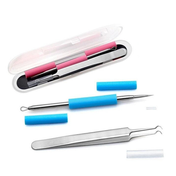 2pcs/set Blackhead Pimple Remover Tweezer Blackhead and Comedone Acne Extractor Pore Cleanser Acne Needle Skin Care