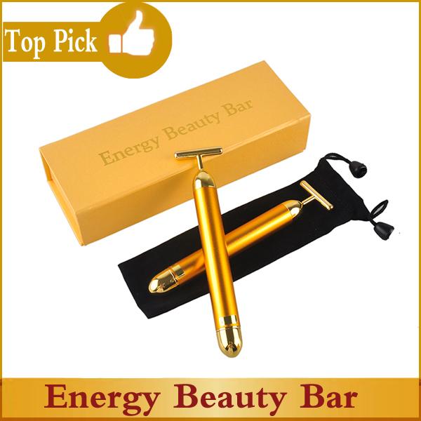 Energy Beauty Bar 24K Gold Pulse Firming Massager Facial Roller Massager Derma Skincare Wrinkle Treatment Personal Care tool