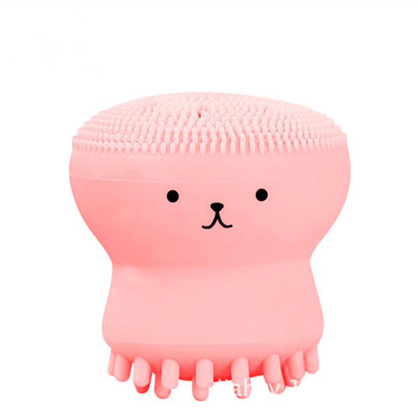 DHL Silicone Wash Brushes Cute cartoon Octopus Face Cleanser Massage brushes Soft Silicone Facial Brush Face Cleansers PVC package