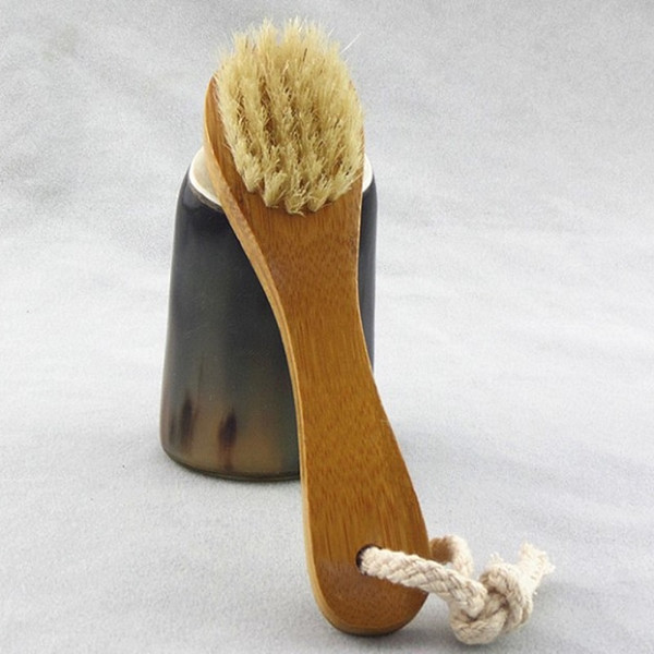 Wholesale Exfoliating Facial Brush Face Care Bamboo Handle Soft Bristle Face Cleaning Brush Free Shipping W9924