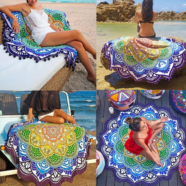 Indian Bohemian Tapestry Totem Polygon Lotus Wall Hanging Sandy Beach Towels Yoga Mat Blanket Summer Sunscreen Shawl