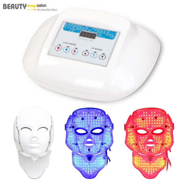 Hot Sale!!! Red Blue Color 192 Lights Photon PDT Therapy Skin Rejuvenation Mask Wrinkle Removal Face Neck LED Beauty Machine