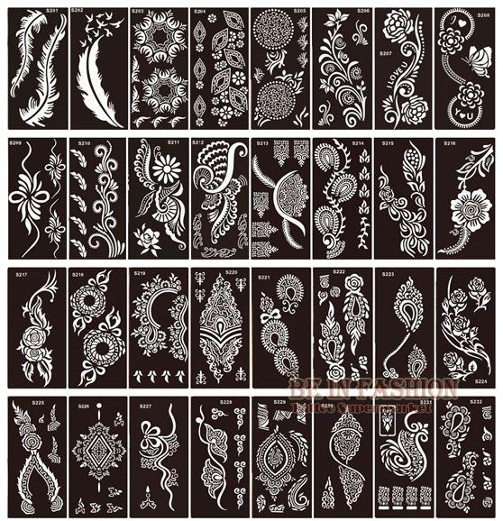 50pcs/lot henna tattoo stencils for painting body art glitter tatoo stencil templates on hand feet Indian Arabic designs sheets