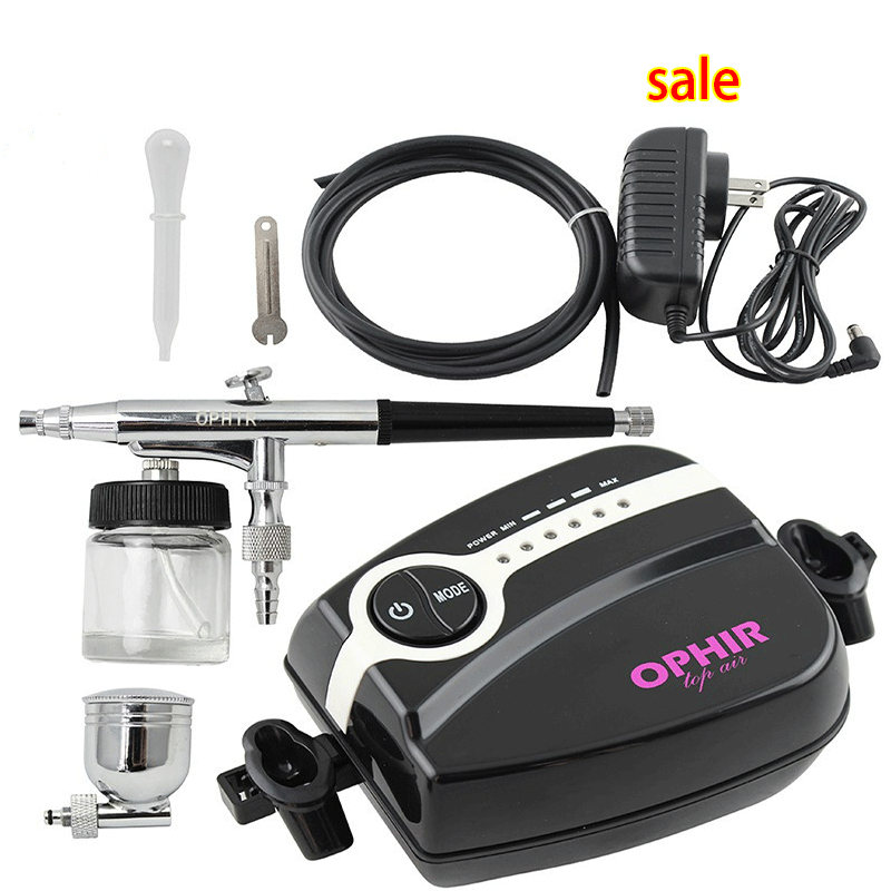 OPHIR Airbrush Kit with 5-Adjustable Mini Air Compressor Air brush Spray Gun for Makeup Body Paint Temporary Tattoo