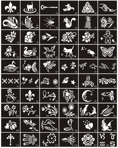 Wholesale-100pcs/lot Temporary Glitter Tattoo Stencils For Body Paint- Airbrush Tattoo Stencils For Small Body Designs Free Shipping