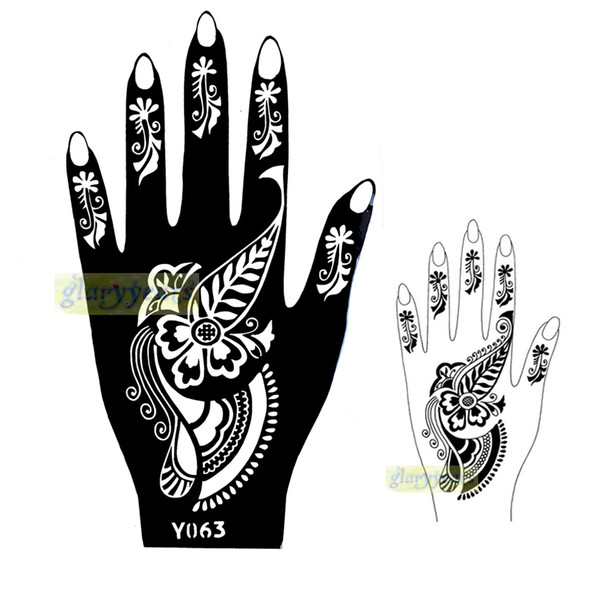 Wholesale-1pc New Seasons Classic Totem India Design Henna Hands Art Tattoo Template Mixture Picture Tattoo Stencils for Women Y063