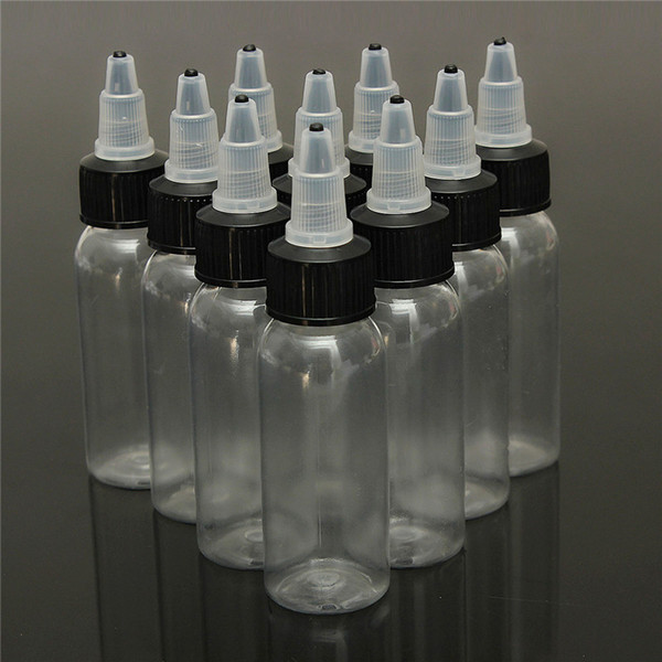 10PCS 30ml 1OZ White Twist Top Cap Empty Plastic Tattoo Ink Pigment Clear Transparent Bottle Supply Tattoo Accessoires 108x27mm