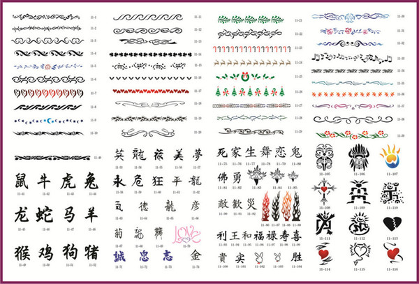 Wholesale- 116pcs Airbrushing Template Tattoo Stencils Art Design Patterns Set Booklet 11 Free shipping