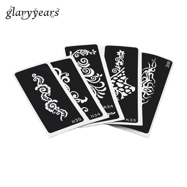 Wholesale- 5 Pieces Small Henna Tattoo Stencil Leg Body Art Paint Tribal Totem Design Unisex Paste Drawing Mehndi Tattoo Template Number#01