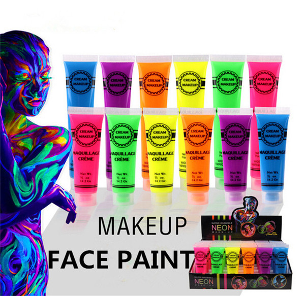 Neon UV Bright Face & Body Paint Fluorescent Rave Festival Painting 13ml Halloween professional painting Beauty Makeup Hallowmas Gift