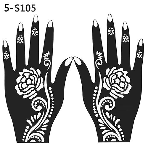 Wholesale-New arrival! 2 Pcs Henna Stencil Temporary Hand Tattoo Body Arts Sticker Template Tools